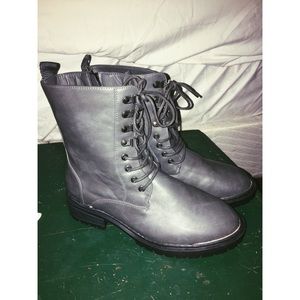 Torrid Grey Metal Heel Combat Boots
